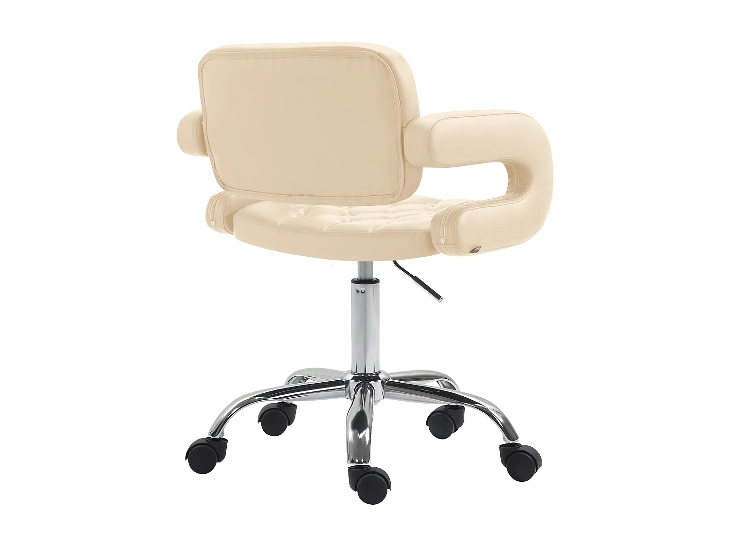 Chaise de bureau - Similicuir & Métal chromé - Crème - Dublin