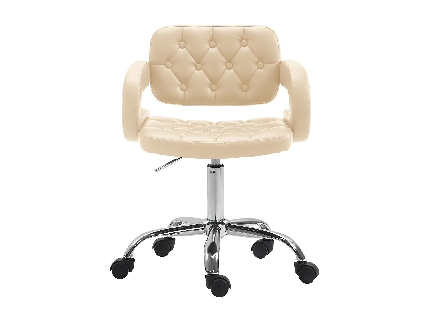 Chaise de bureau - Similicuir & Métal chromé - Crème - Dublin