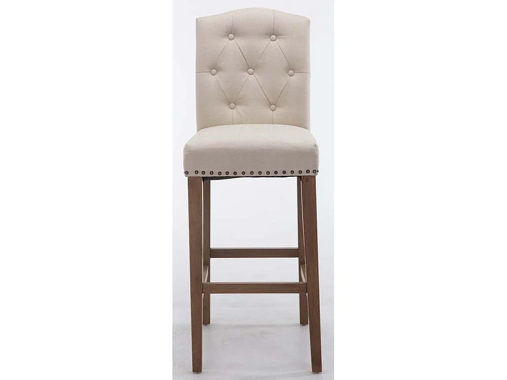 Lot de 2  Tabouret de bar - Tissu & Bois - Crème - Louise