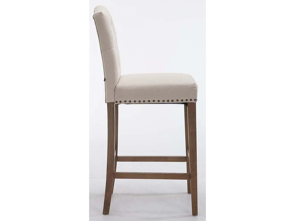 Lot de 2  Tabouret de bar - Tissu & Bois - Crème - Louise