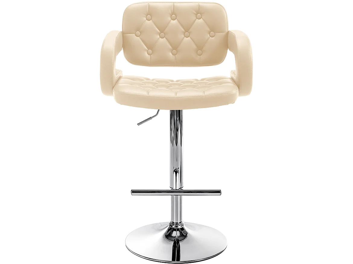 Tabouret de bar - Similicuir & Chrome - Crème - Dublin