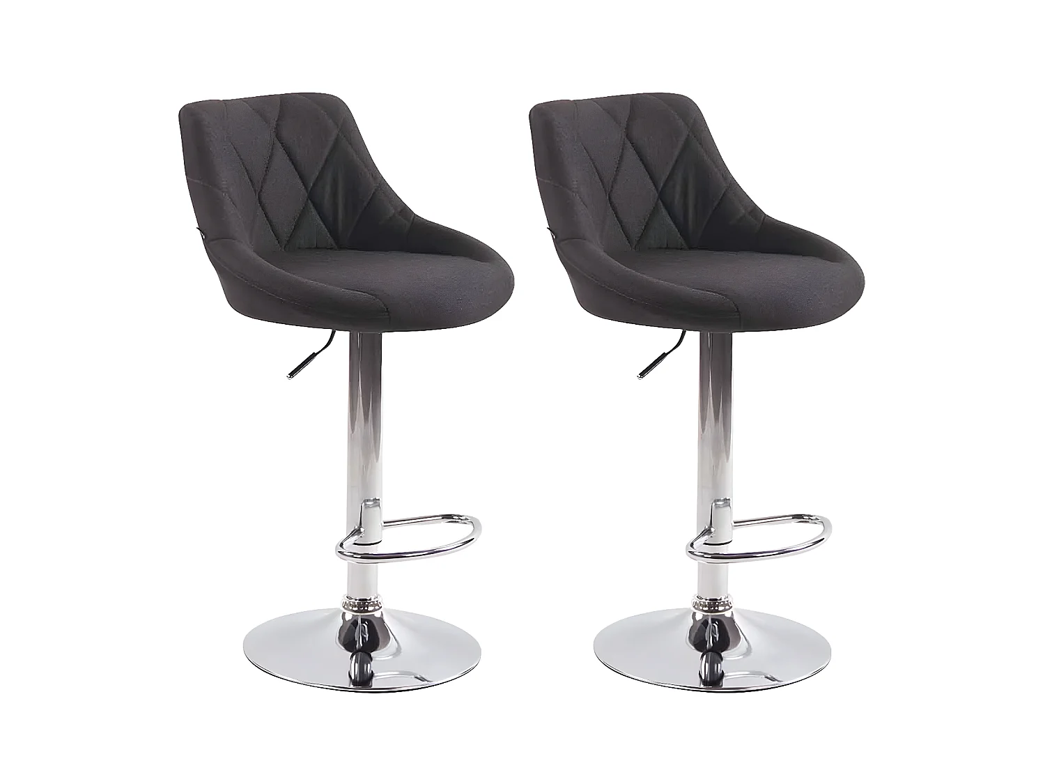 Lot de 2  Tabouret de bar - Tissu & Métal chromé - Gris foncé - Lazio
