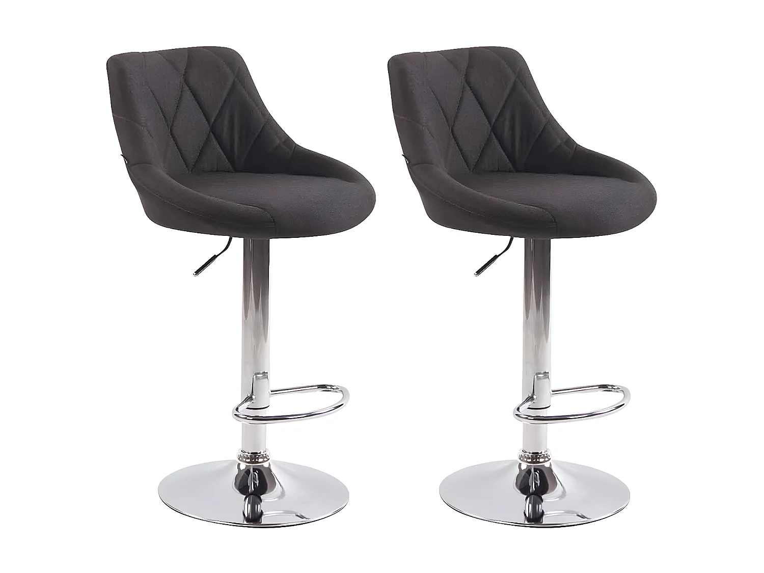 Lot de 2  Tabouret de bar - Tissu & Métal chromé - Gris foncé - Lazio