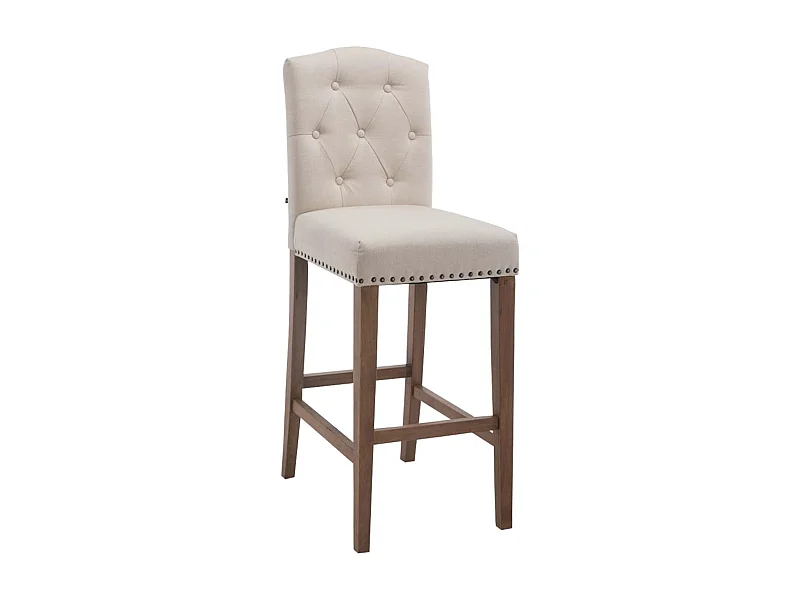 Tabouret de bar - Tissu & Bois - Crème - Louise