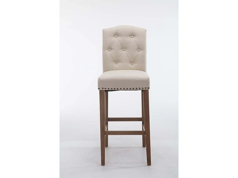 Tabouret de bar - Tissu & Bois - Crème - Louise