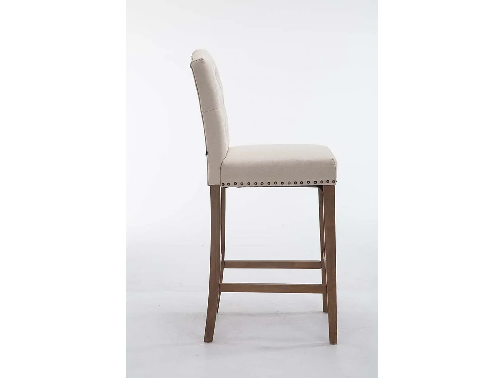 Tabouret de bar - Tissu & Bois - Crème - Louise