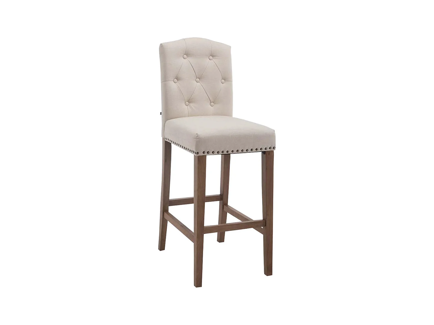 Tabouret de bar - Tissu & Bois - Crème - Louise