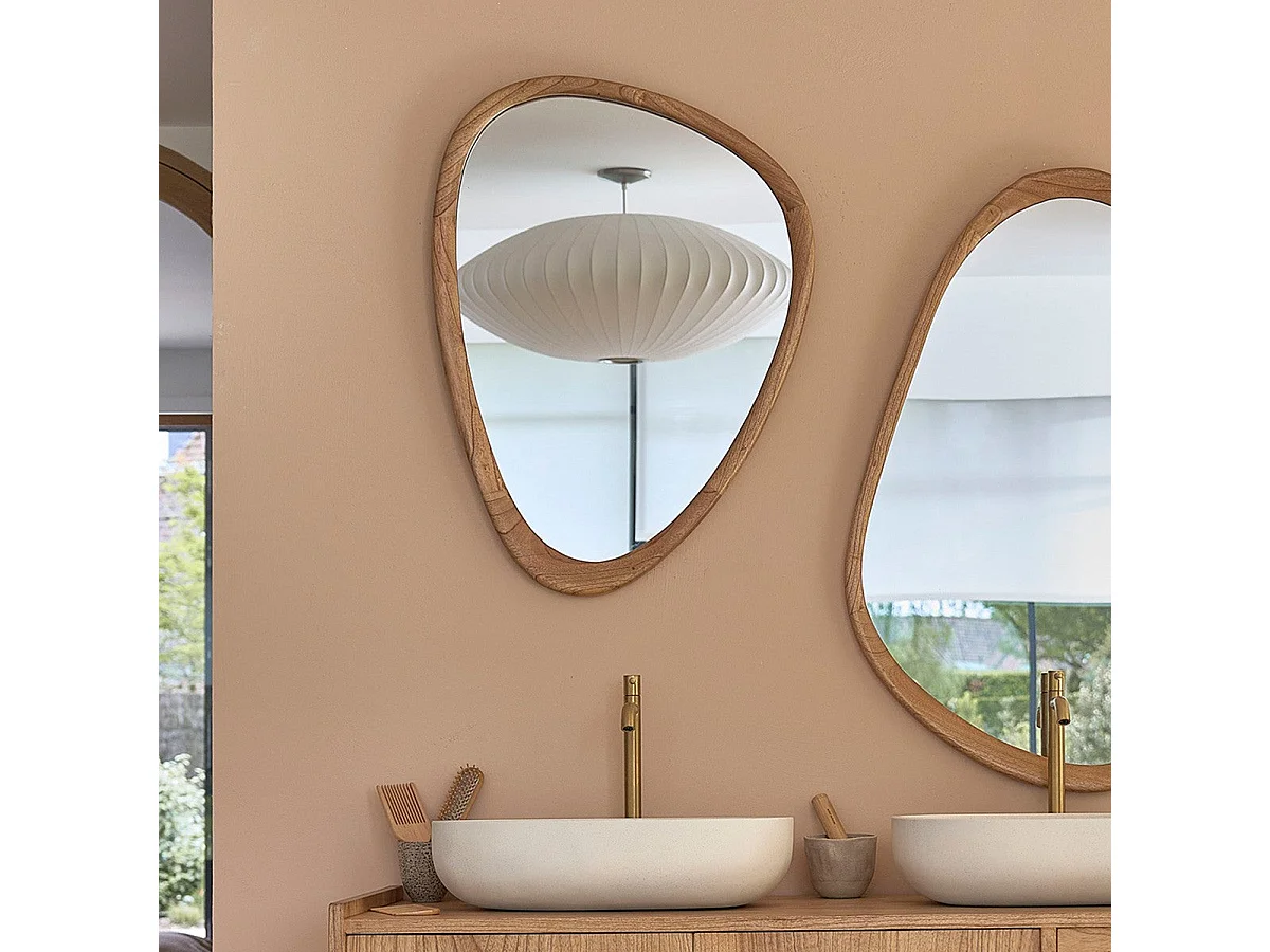 Miroir organique en mindi massif 75x60 cm