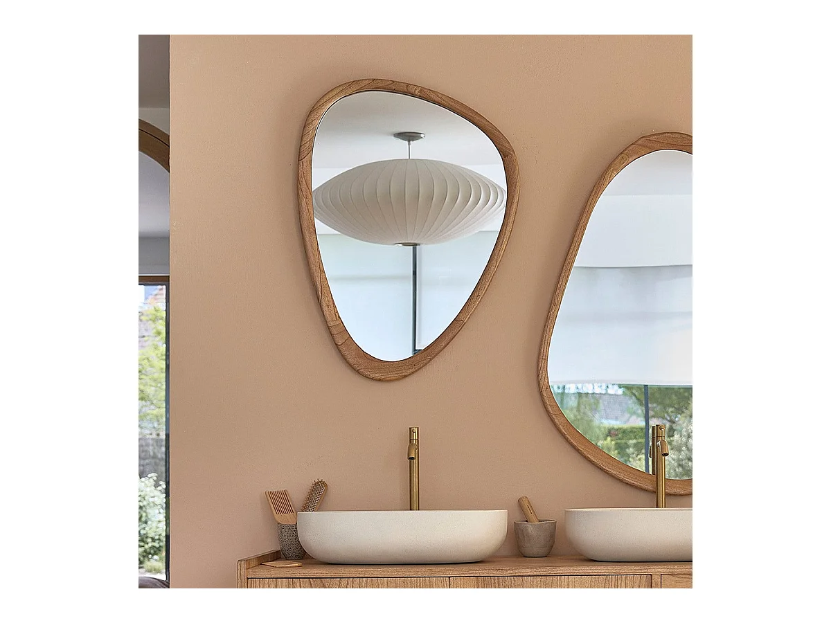 Miroir organique en mindi massif 75x60 cm