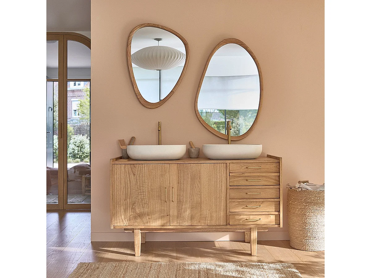 Espejo de madera de mindi maciza de 90x60 cm