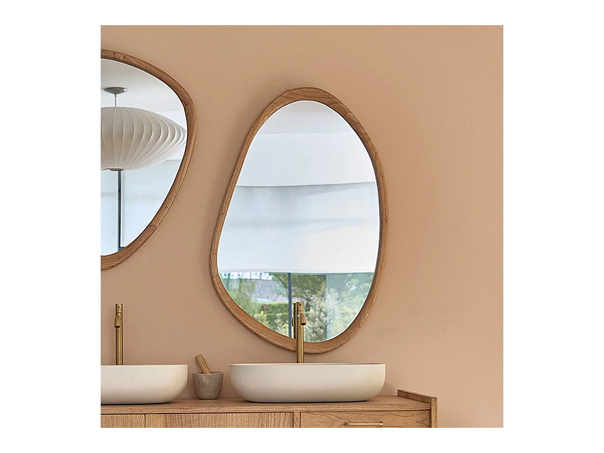 Miroir organique en mindi massif 60x90 cm