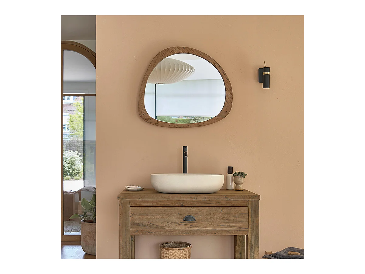 Miroir en teck massif recyclé 70x60 cm