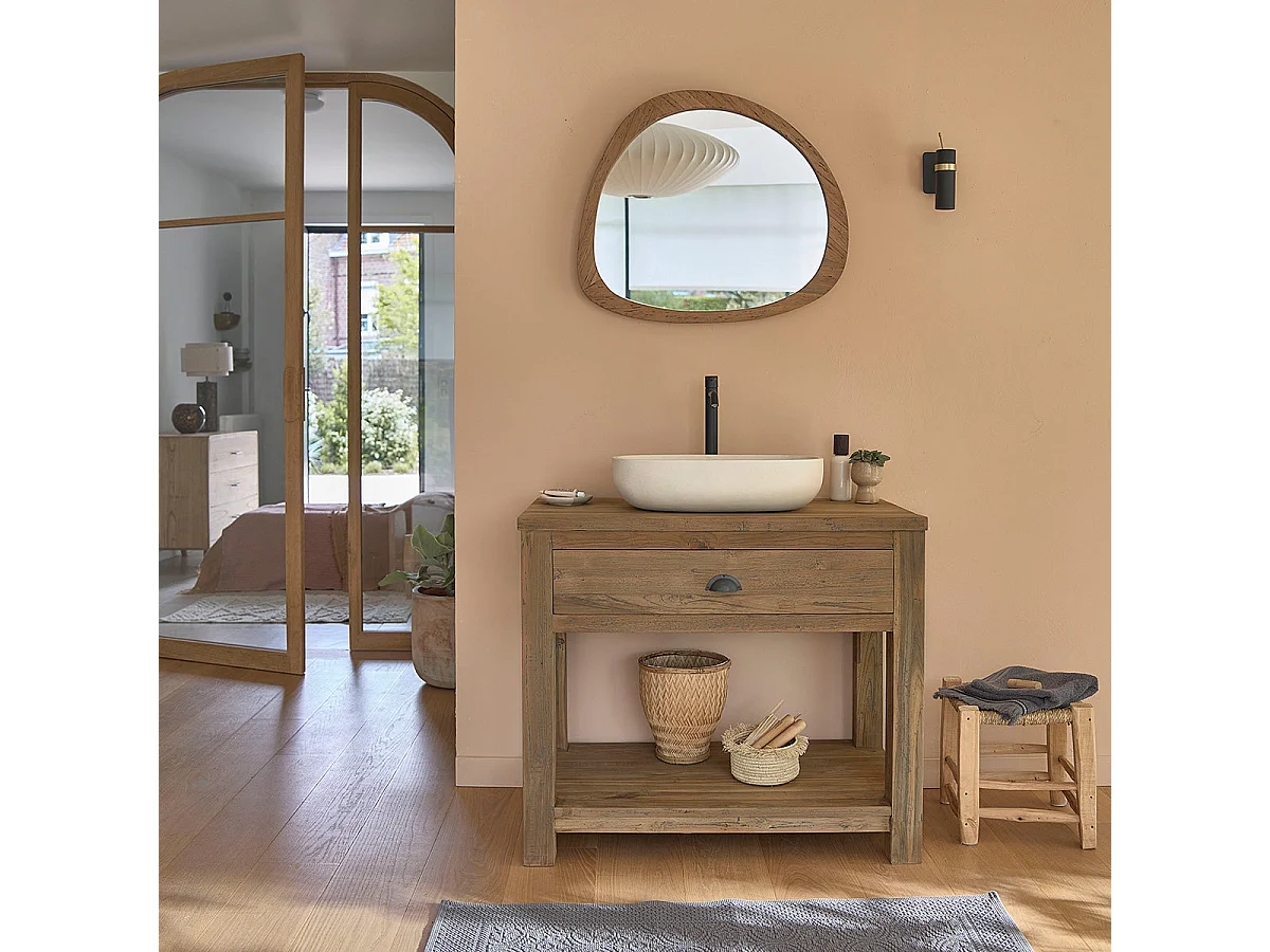 Miroir en teck massif recyclé 70x60 cm