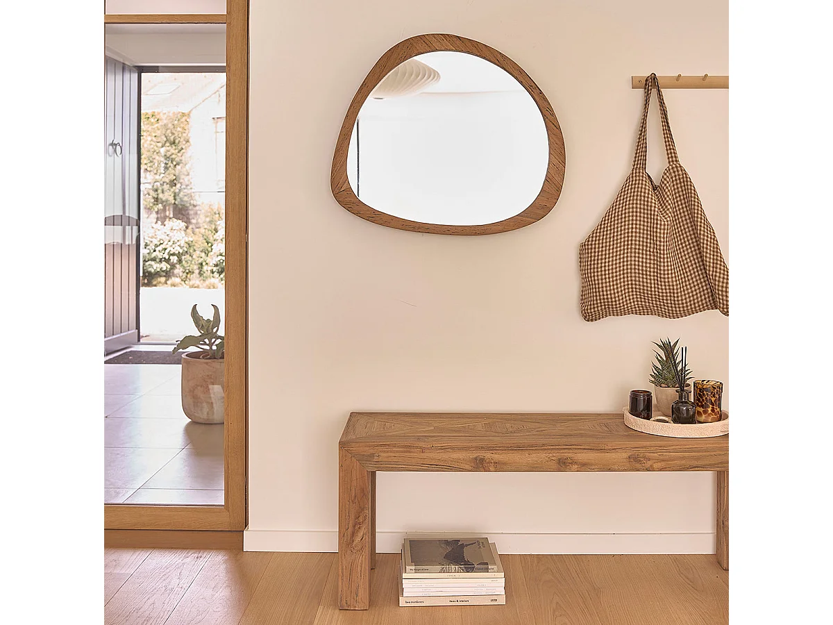 Espejo de teca maciza reciclada 70x60 cm