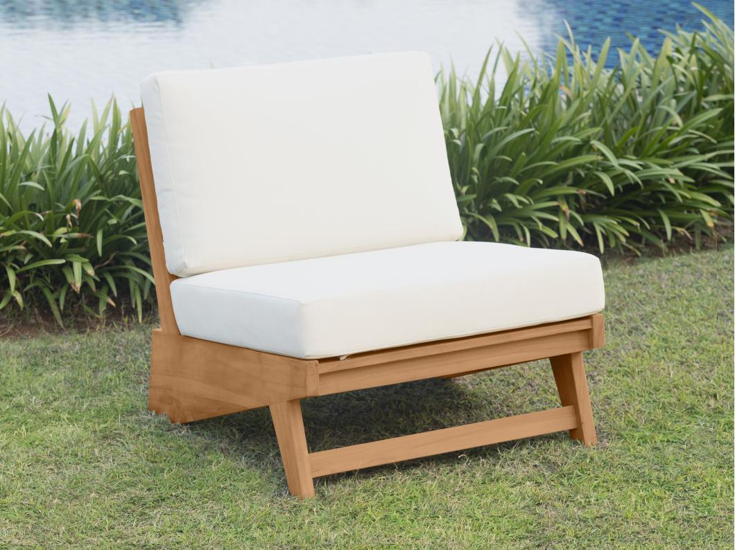 Fauteuil de jardin en teck - Naturel clair et blanc - LOMANIS de MYLIA