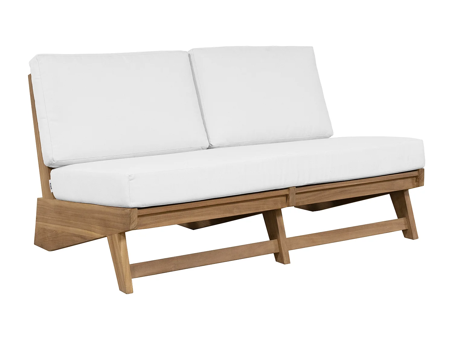 Gartensofa 2-Sitzer - Teakholz - Holzfarben hell & Weiß - LOMANIS von MYLIA