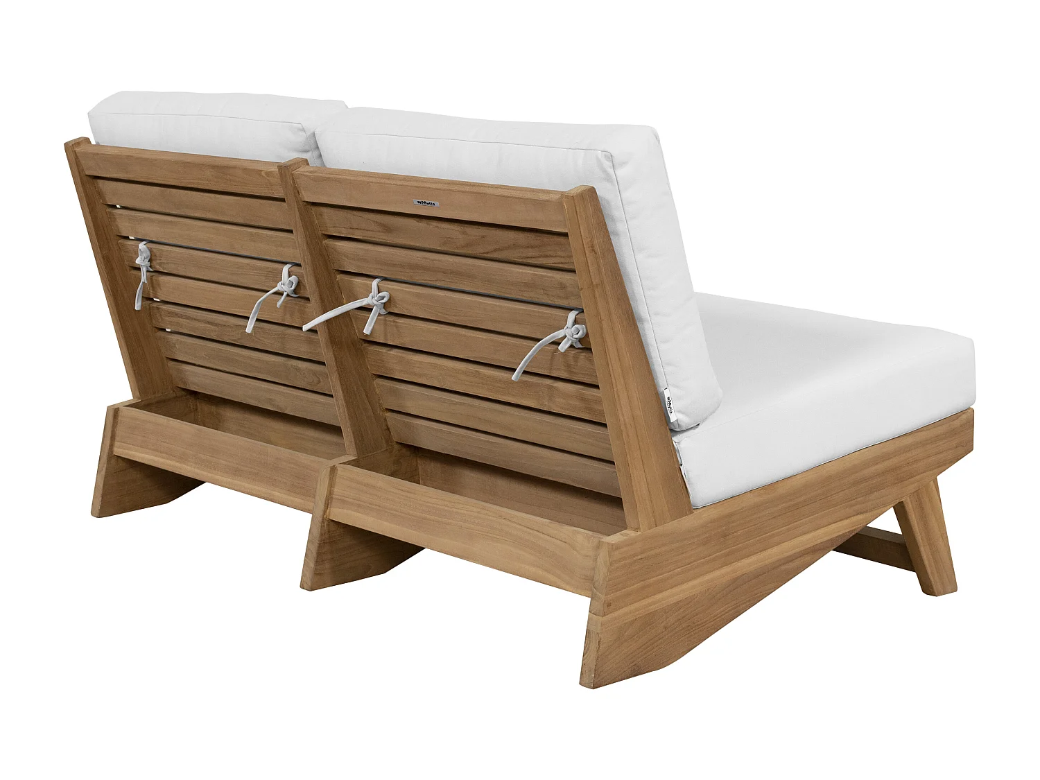 Gartensofa 2-Sitzer - Teakholz - Holzfarben hell & Weiß - LOMANIS von MYLIA