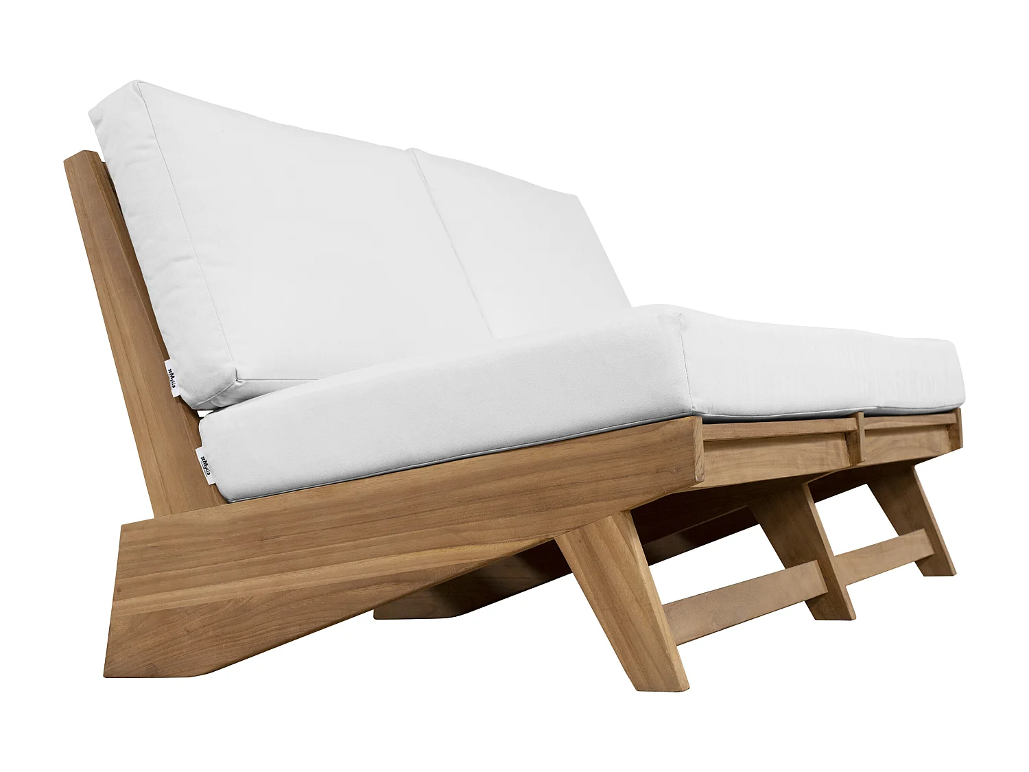 Gartensofa 2-Sitzer - Teakholz - Holzfarben hell & Weiß - LOMANIS von MYLIA