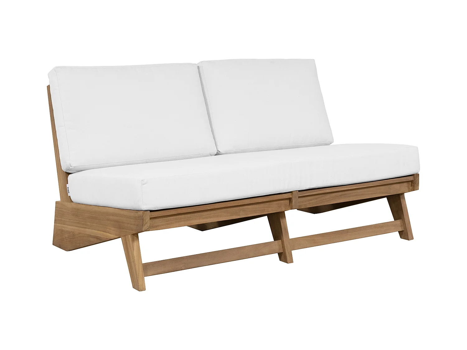 Gartensofa 2-Sitzer - Teakholz - Holzfarben hell & Weiß - LOMANIS von MYLIA