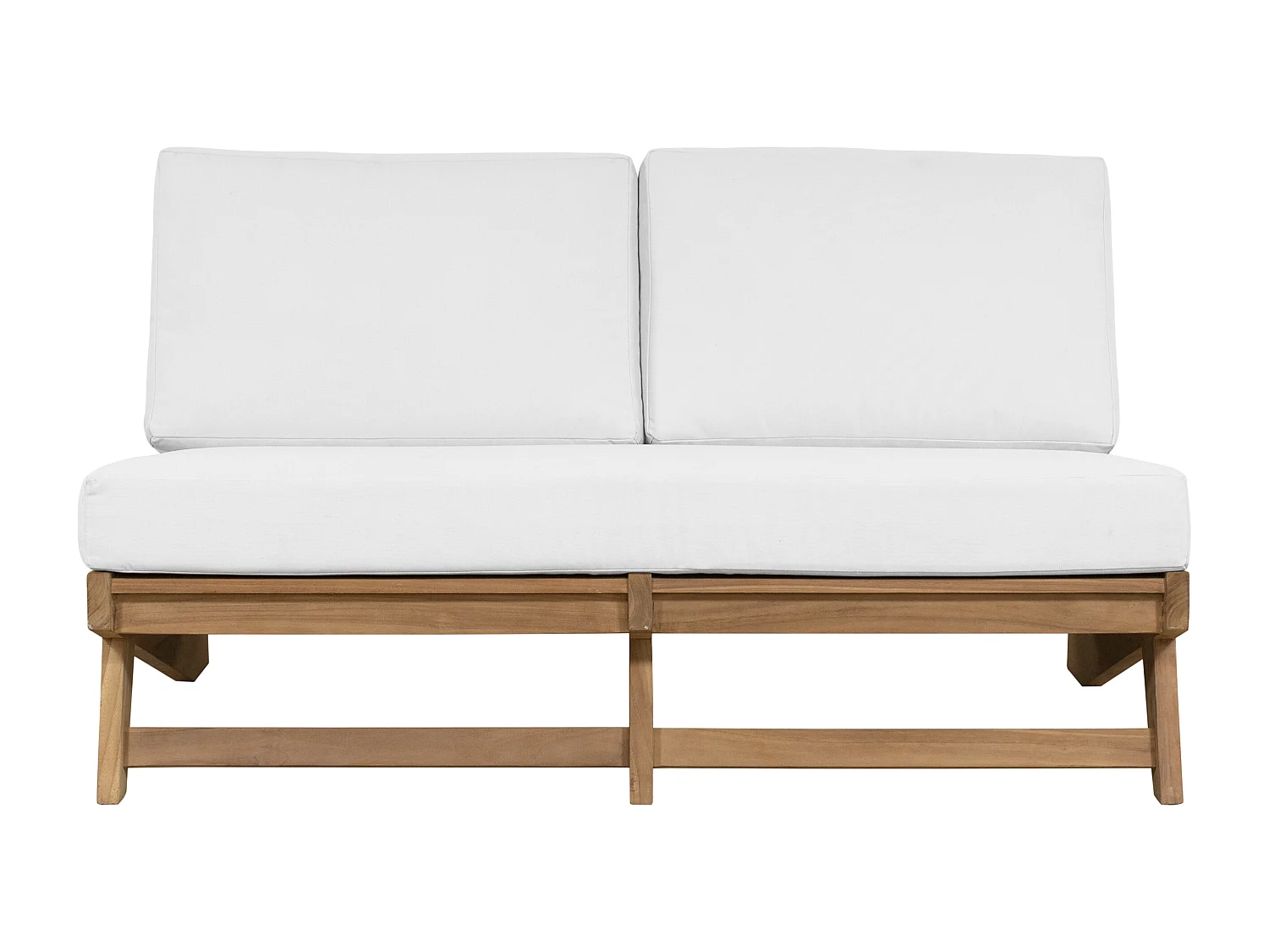 Canapé de jardin 2 places en teck - Naturel clair et blanc - LOMANIS de MYLIA