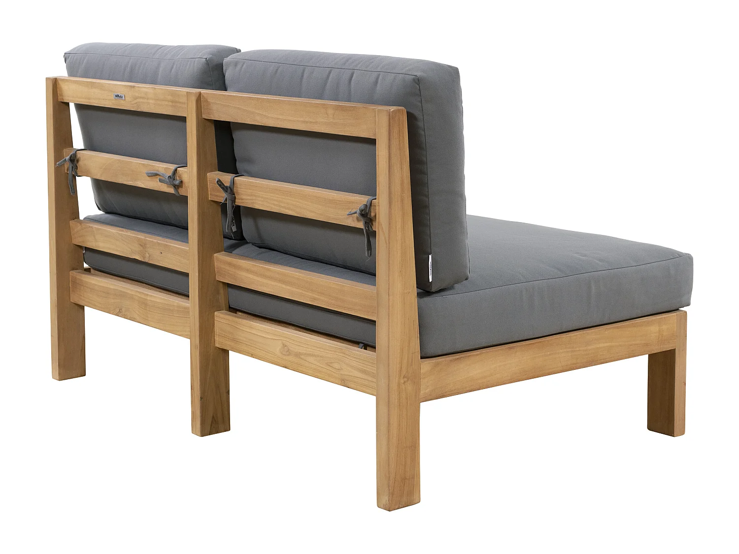 Gartensofa 2-Sitzer - Teakholz - Holzfarben hell & Grau - SUMINI von MYLIA