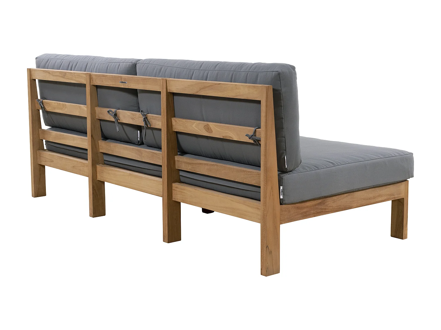 Sofá de jardim 3 lugares em teca natural claro e cinza - SUMINI de MYLIA