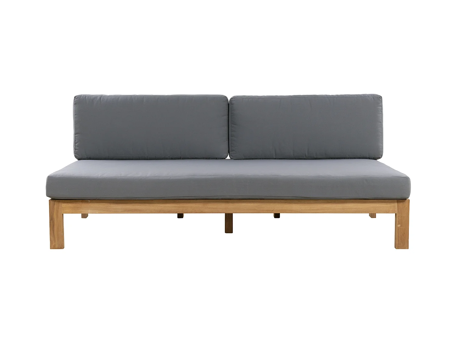 Gartensofa 3-Sitzer - Teakholz - Holzfarben hell & Grau - SUMINI von MYLIA