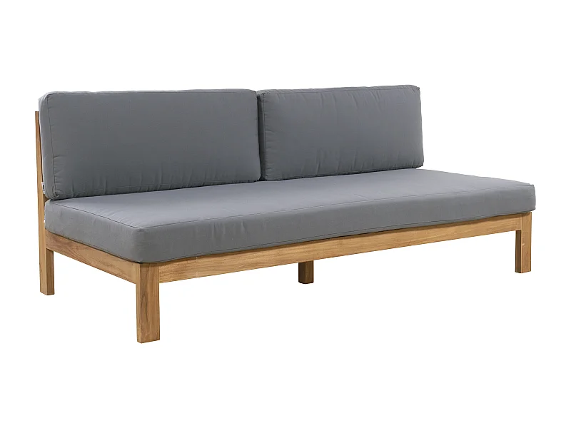 Canapé de jardin 3 places en teck - Naturel clair et gris - SUMINI de MYLIA