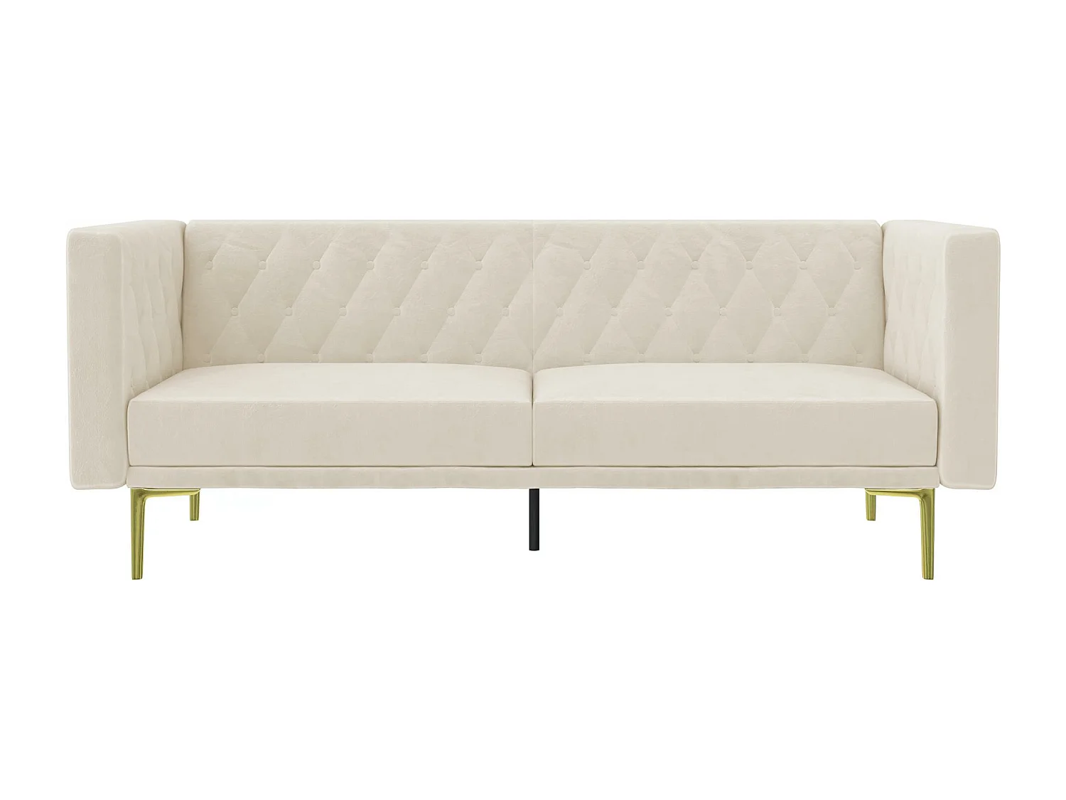 Marseille | Sofá 3 Plazas Terciopelo Marfil - Patas Metal Dorado