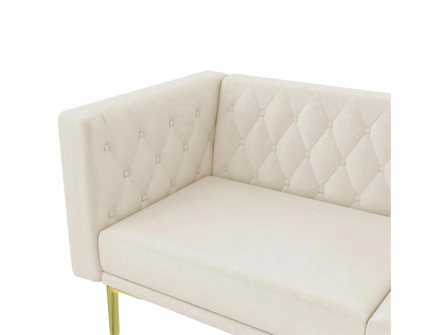 Marseille | Canapé 3 places en velours ivoire - pieds en métal doré