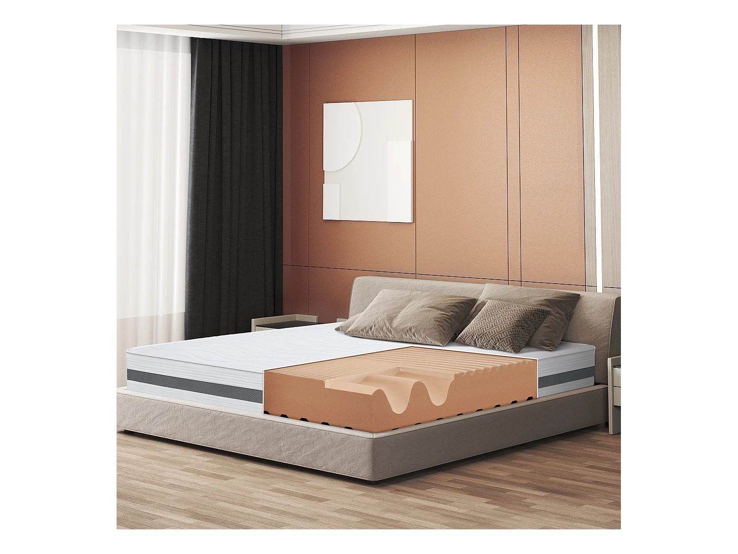 Einzelne Matratze 105x220 Memory Orthopädisch, Antibakteriell, Anti-Milben, Anti-Allergie.| Höhe 25 cm | Made in Italy