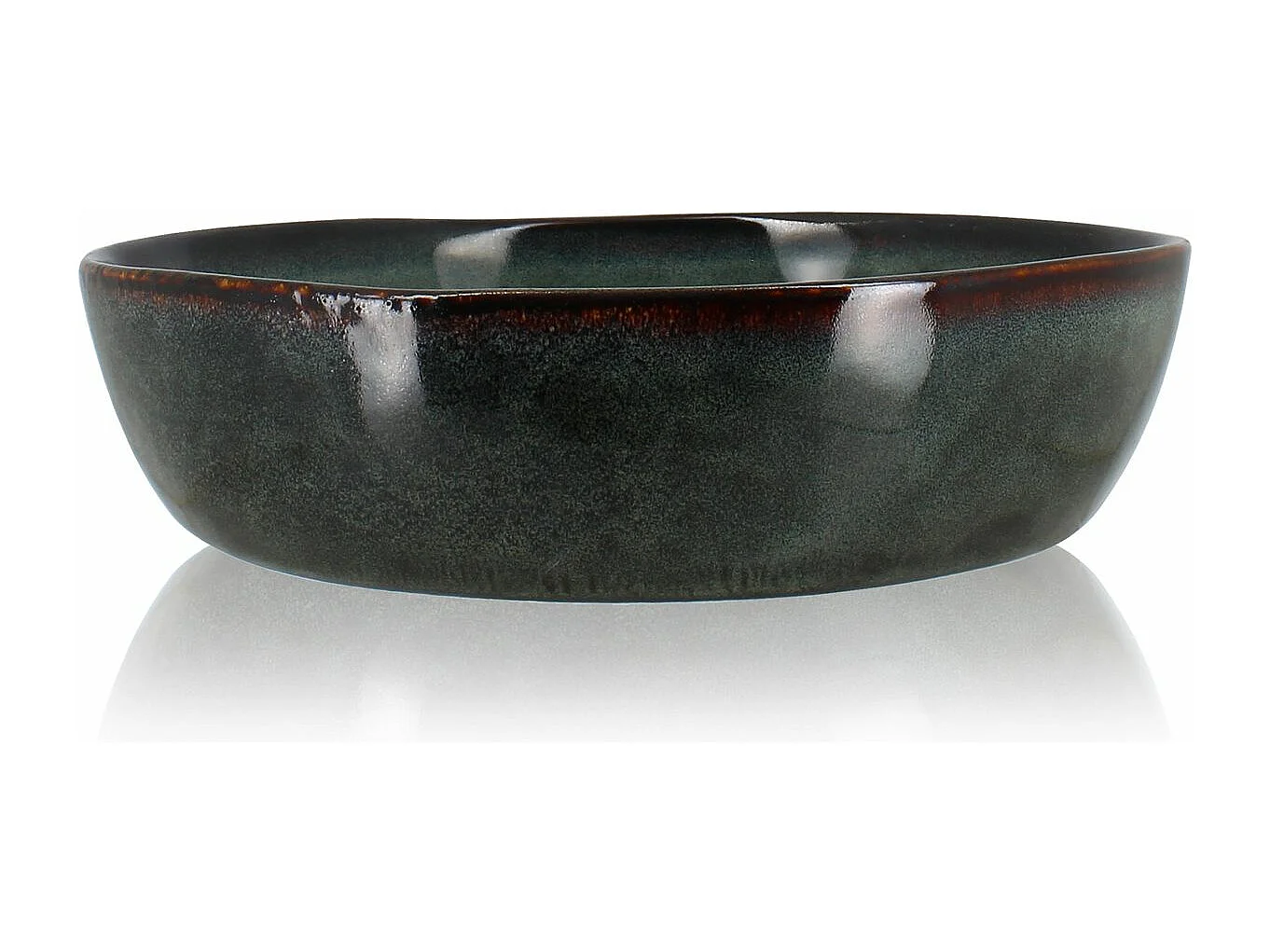 Ogo Living - Lot 6 Assiettes Coupes Grenada 20cm En Gres Vert Fonce