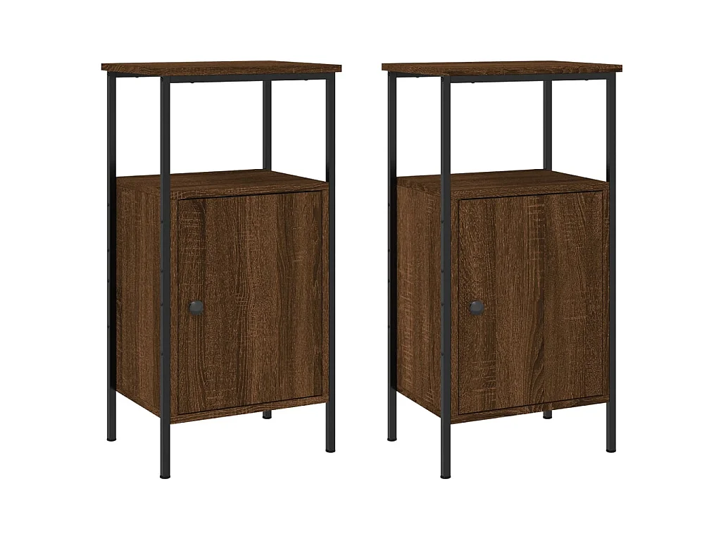 Nachtkastjes 2 st 41x31x80 cm bewerkt hout bruin eikenkleur
