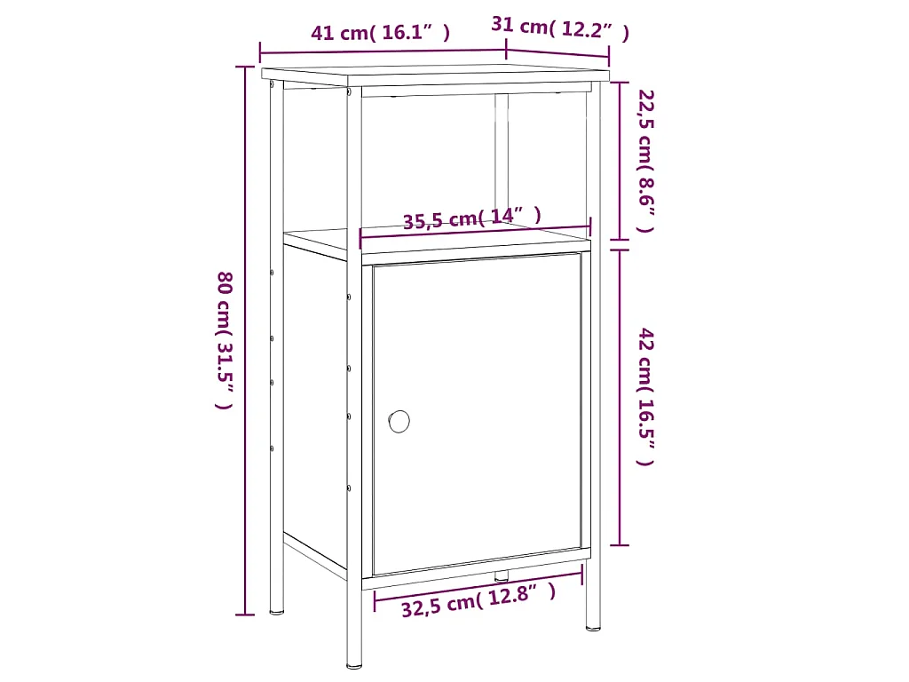 Nachtkastjes 2 st 41x31x80 cm bewerkt hout bruin eikenkleur
