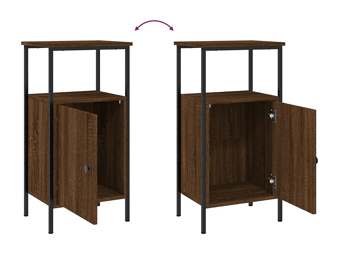 Nachtkastjes 2 st 41x31x80 cm bewerkt hout bruin eikenkleur