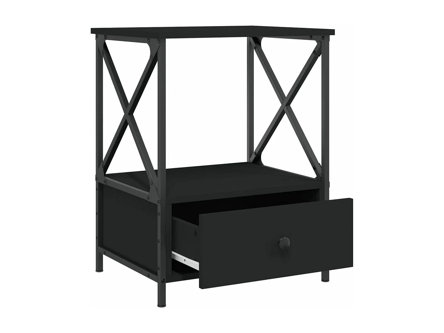 Nachtkastjes 2 st 50x41x65 cm bewerkt hout zwart