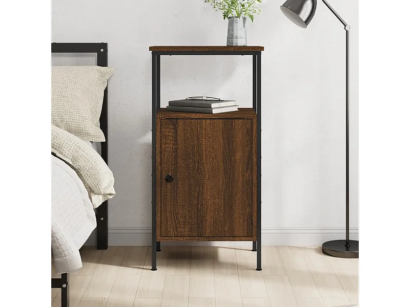 Table de chevet chêne marron 41x31x80 cm bois d'ingénierie