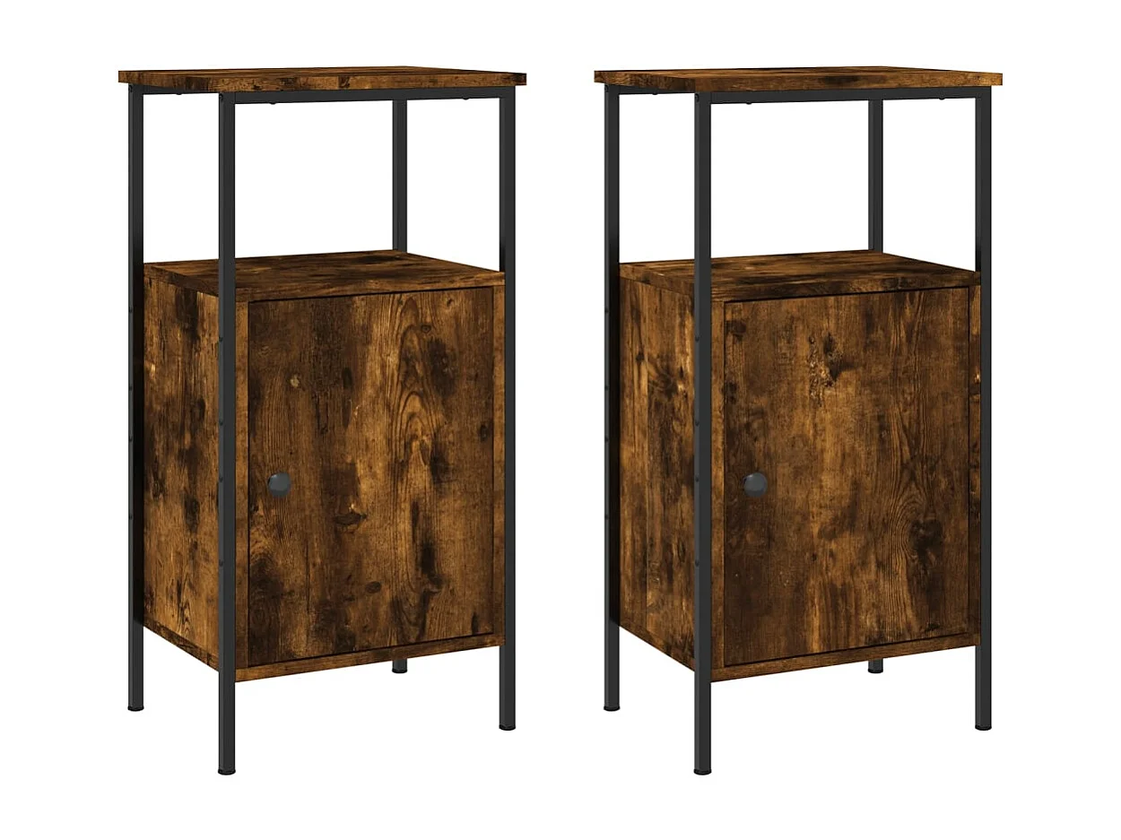 Tables de chevet 2 pcs chêne fumé 41x31x80 cm bois ingénierie