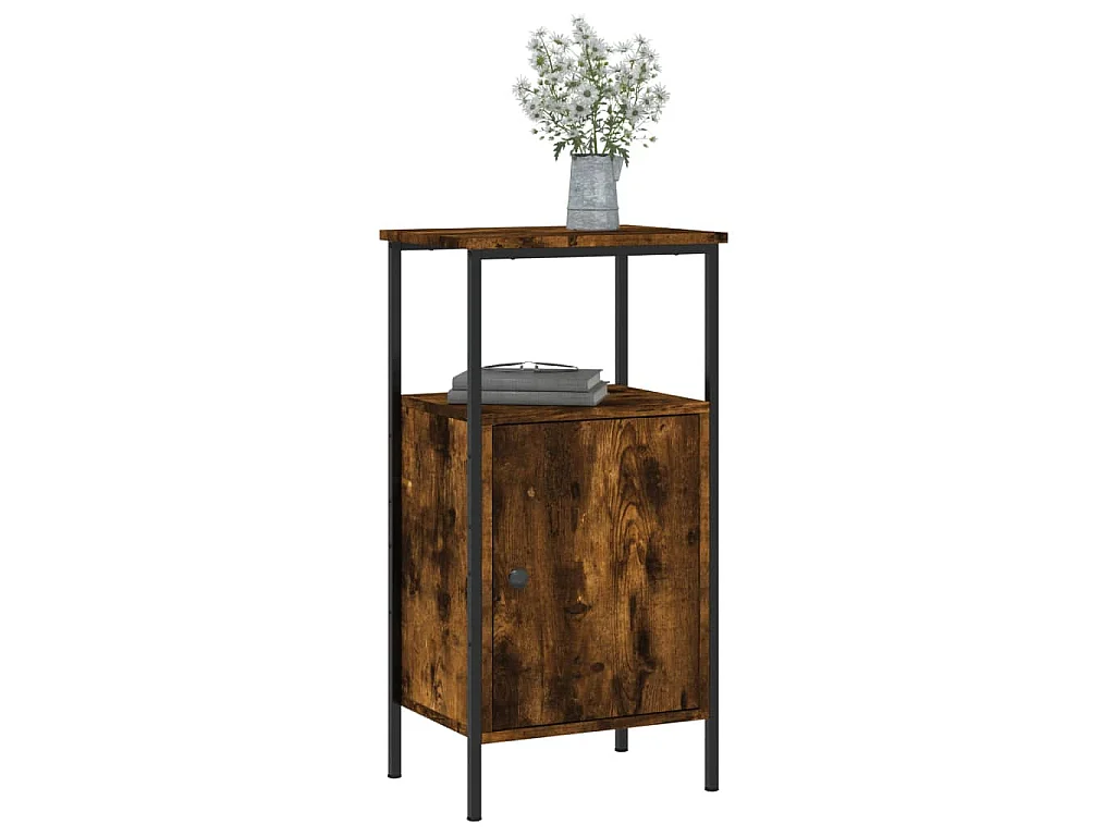 Nachtkastjes 2 st 41x31x80 cm bewerkt hout gerookt eikenkleurig
