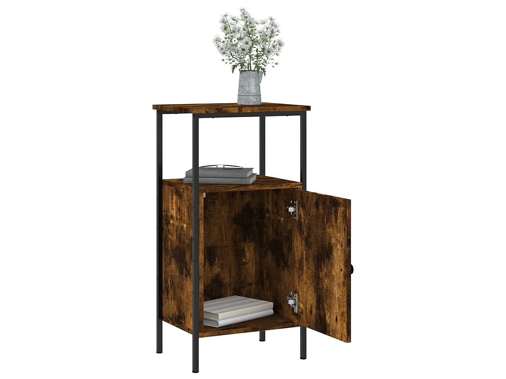 Nachtkastjes 2 st 41x31x80 cm bewerkt hout gerookt eikenkleurig
