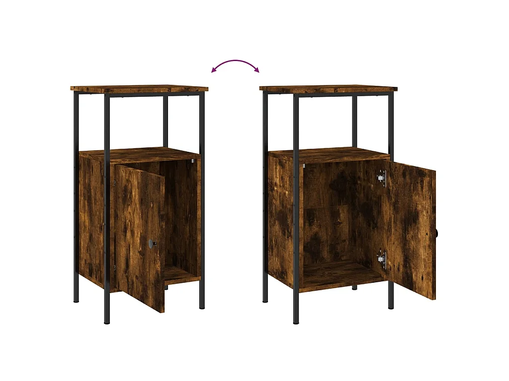 Nachtkastjes 2 st 41x31x80 cm bewerkt hout gerookt eikenkleurig