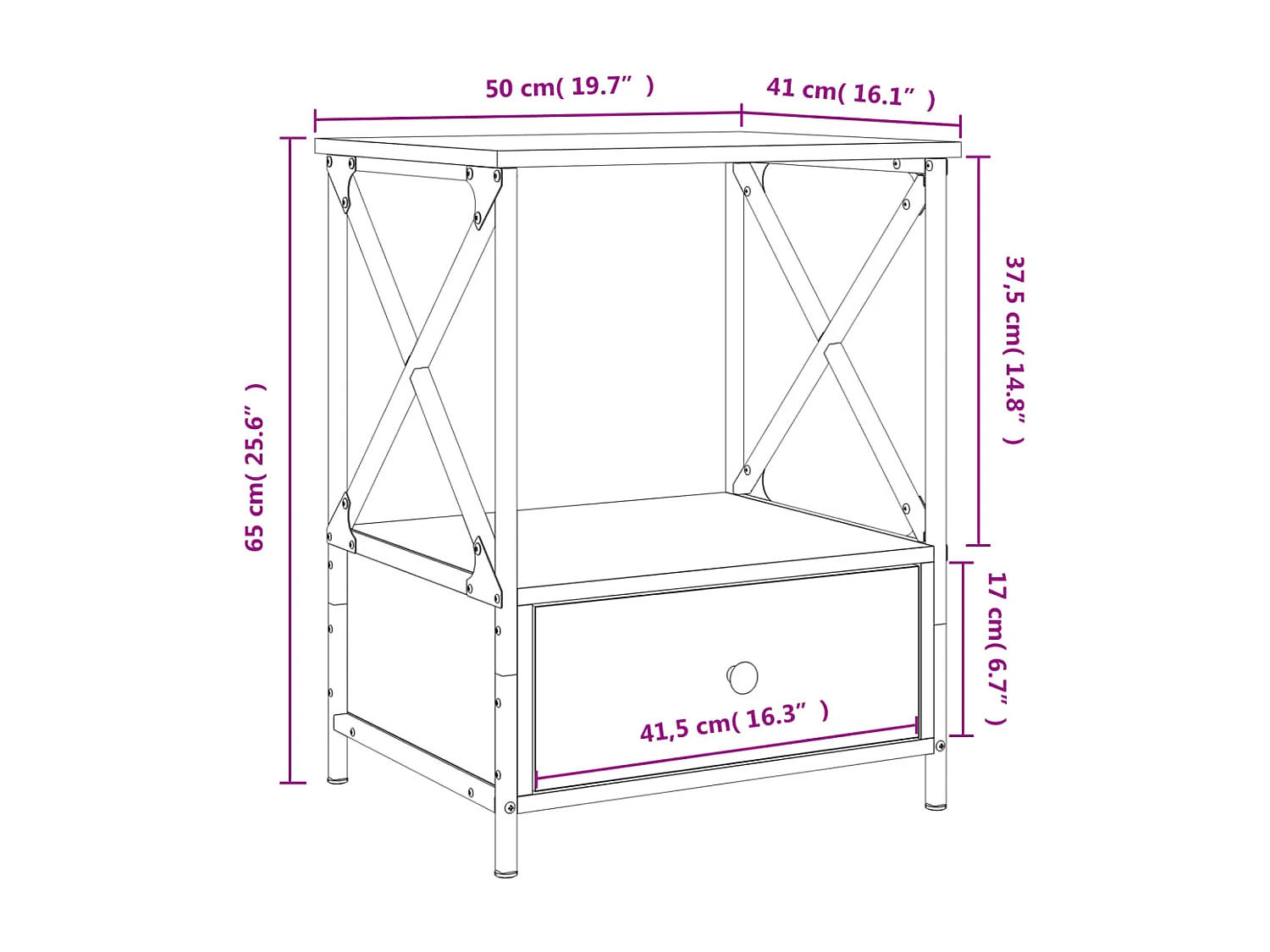 Tables de chevet 2 pcs chêne sonoma 50x41x65 cm bois ingénierie
