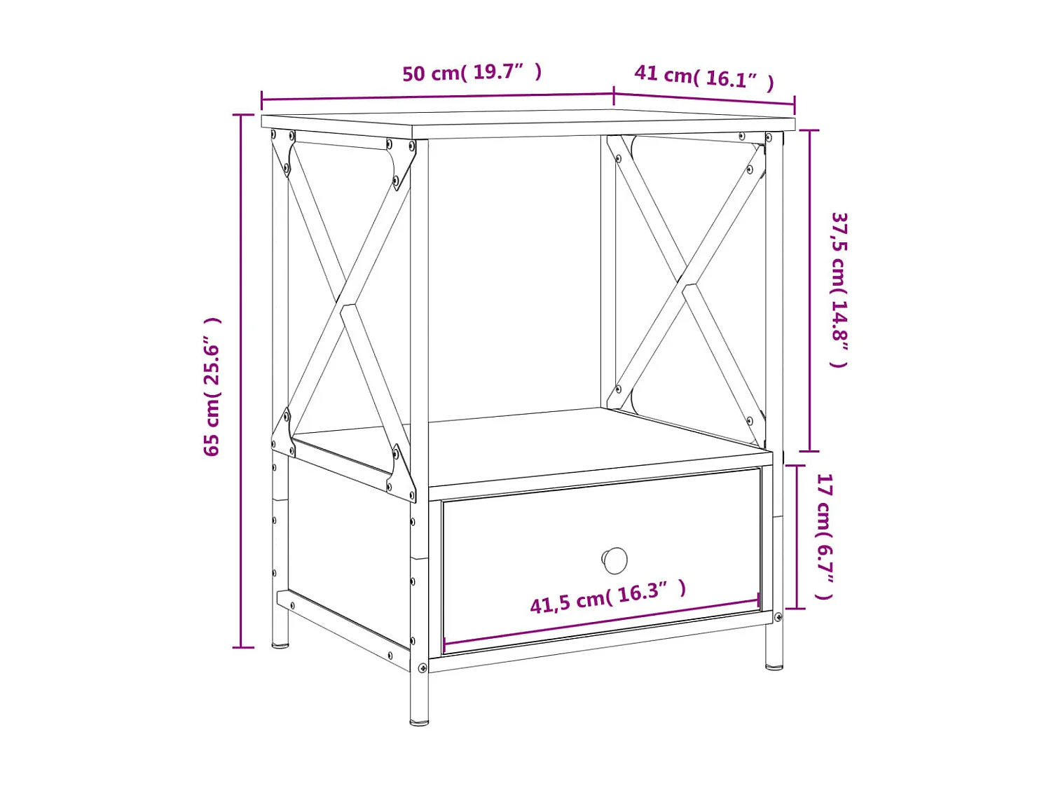 Nachttisch Räuchereiche 50x41x65 cm Holzwerkstoff