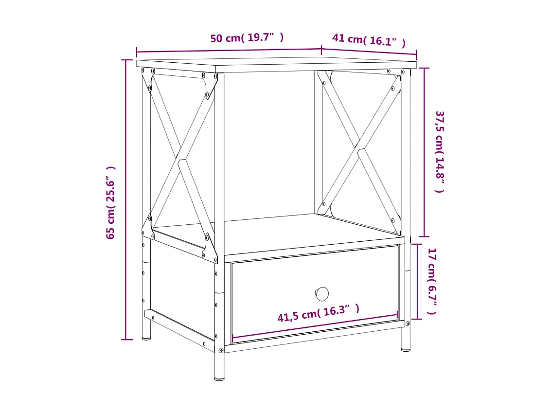 Tables de chevet 2 pcs sonoma gris 50x41x65 cm bois ingénierie