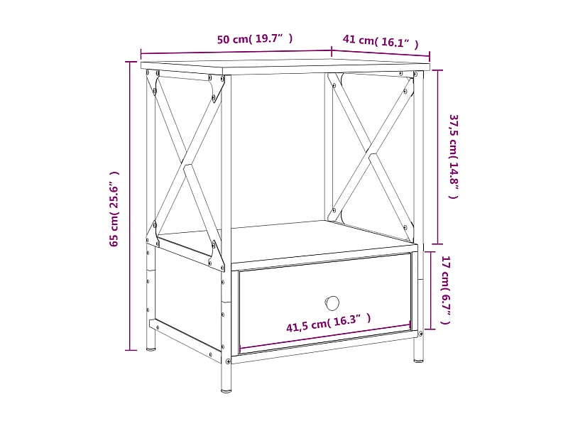 Comodini 2 pz Rovere Fumo 50x41x65 cm in Legno Multistrato