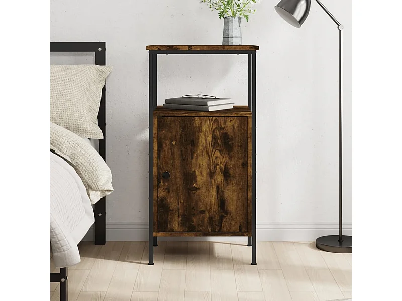 Comodino Rovere Fumo 41x31x80 cm Legno Multistrato