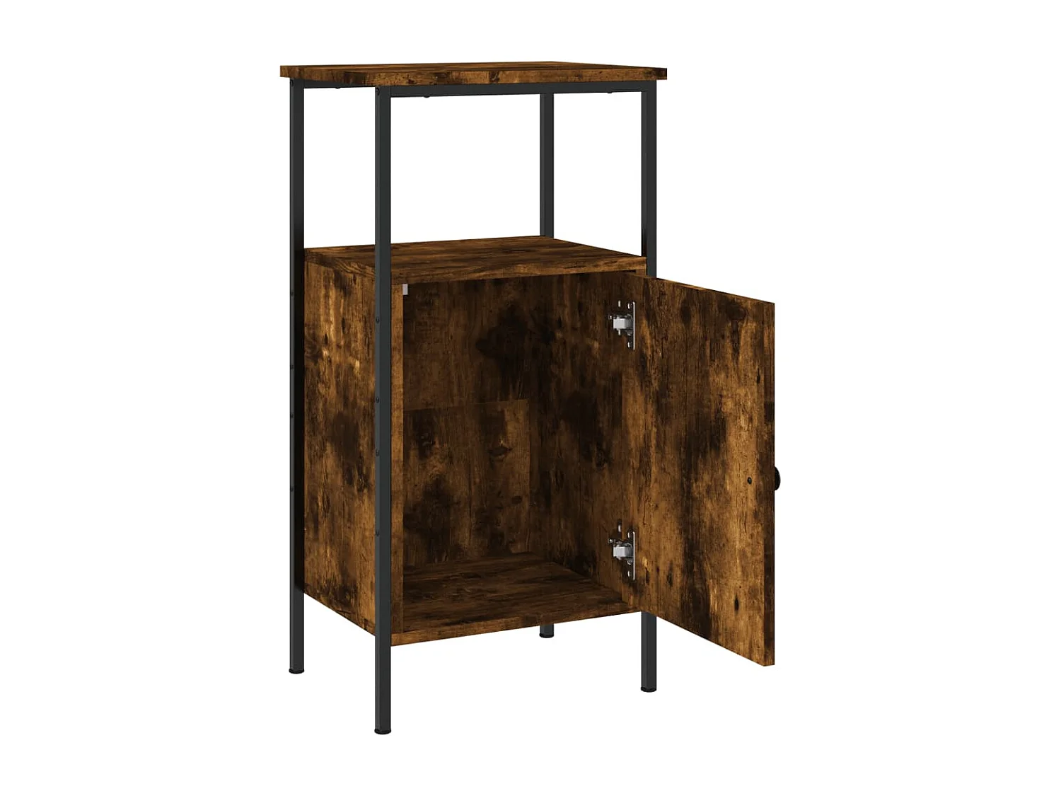 Nachtkastje 41x31x80 cm bewerkt hout gerookt eikenkleurig