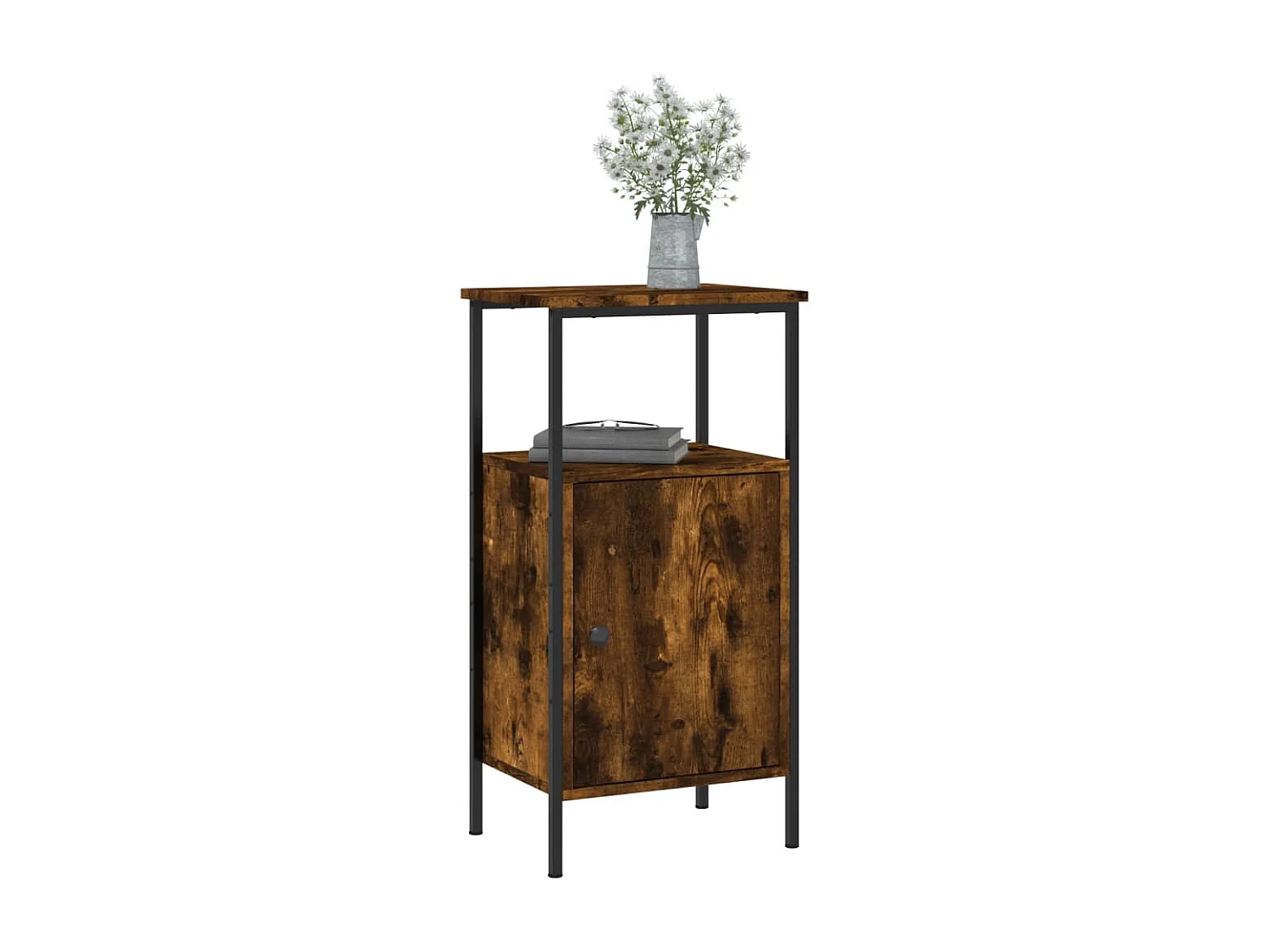 Nachtkastje 41x31x80 cm bewerkt hout gerookt eikenkleurig