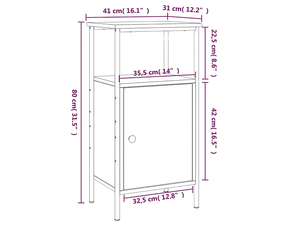 Nachtkastjes 2 st 41x31x80 cm sonoma eikenkleurig