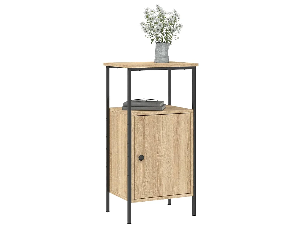 Nachtkastje 41x31x80 cm bewerkt hout sonoma eikenkleurig